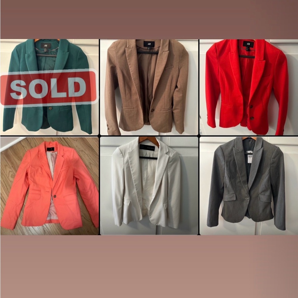 Women's Blazer Jacket Collection - Red, Tan, Gray, White, Coral